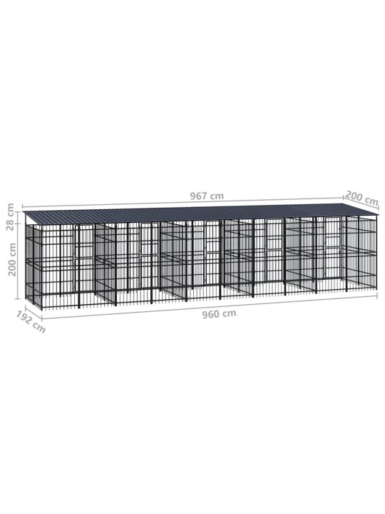 Suņu voljērs ar jumtu, 18,43 m², tērauds