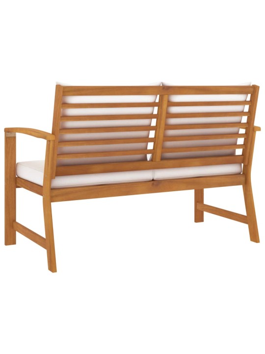 Dārza sols, 120 cm, krēmkrāsas spilveni, akācijas masīvkoks