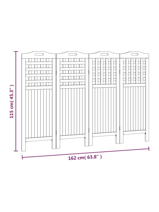 4-paneļu istabas aizslietnis, 162x2x115, akācijas masīvkoks