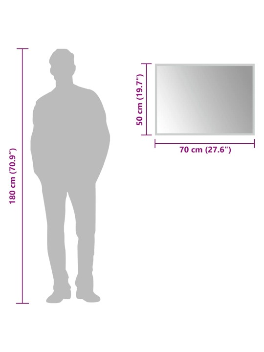 Vannasistabas spogulis ar led, 70x50 cm