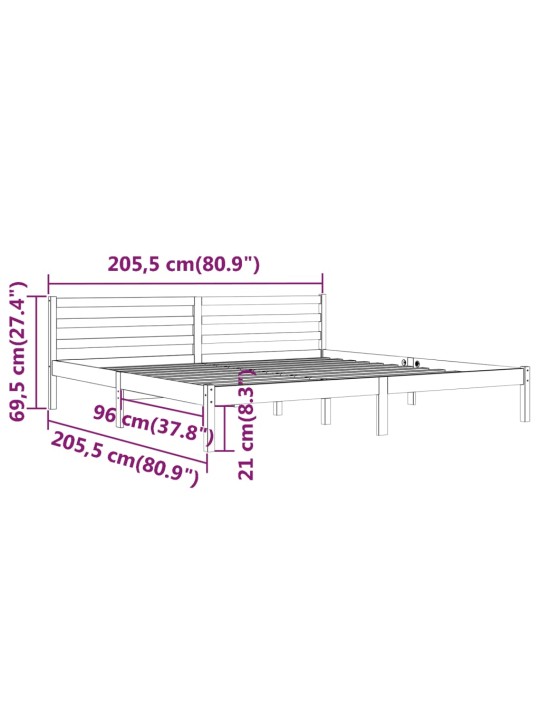 Gultas rāmis, priedes masīvkoks, 200x200 cm, medus brūns