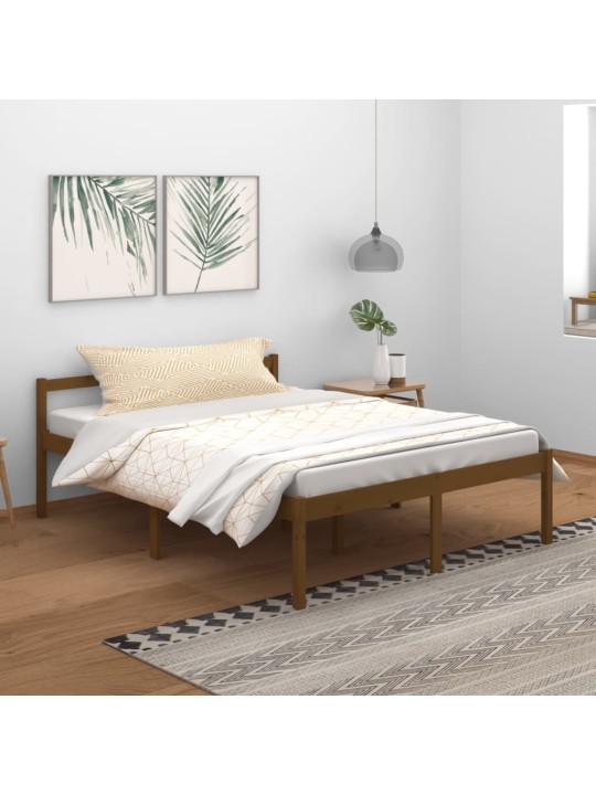 Senioru gultas rāmis, brūns, 150x200 cm, priedes masīvkoks
