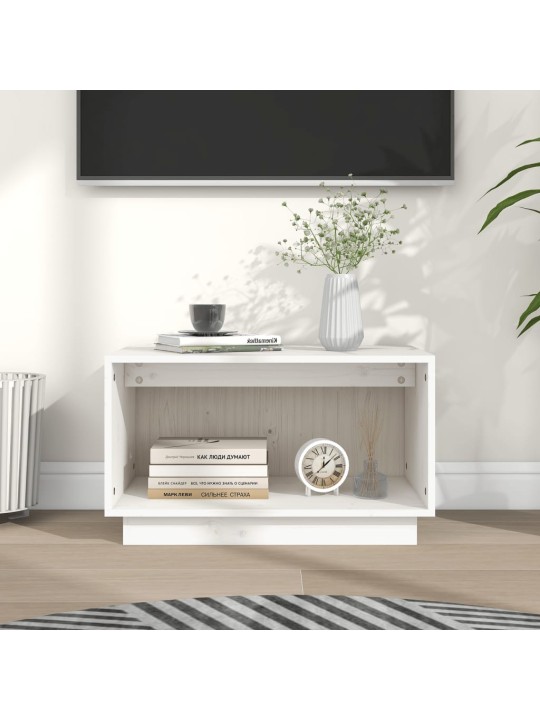Tv skapītis, balts, 60x35x35 cm, priedes masīvkoks