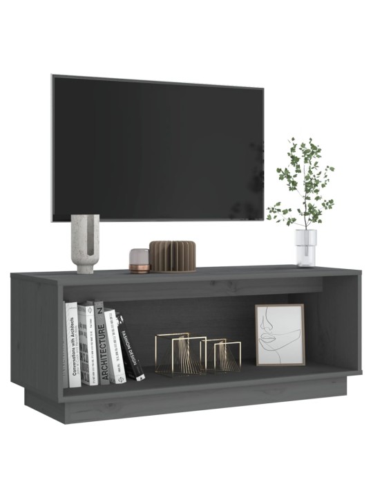 Tv plaukts, pelēks, 90x35x35 cm, priedes masīvkoks