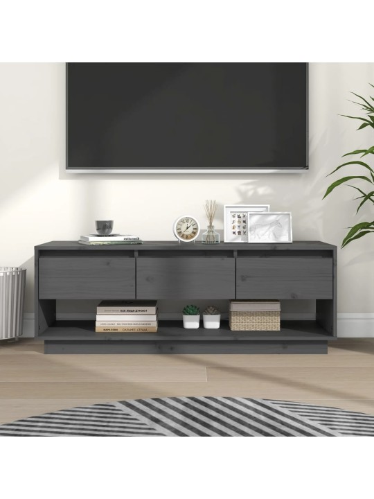 Tv skapītis, pelēks, 110,5x34x40 cm, priedes masīvkoks