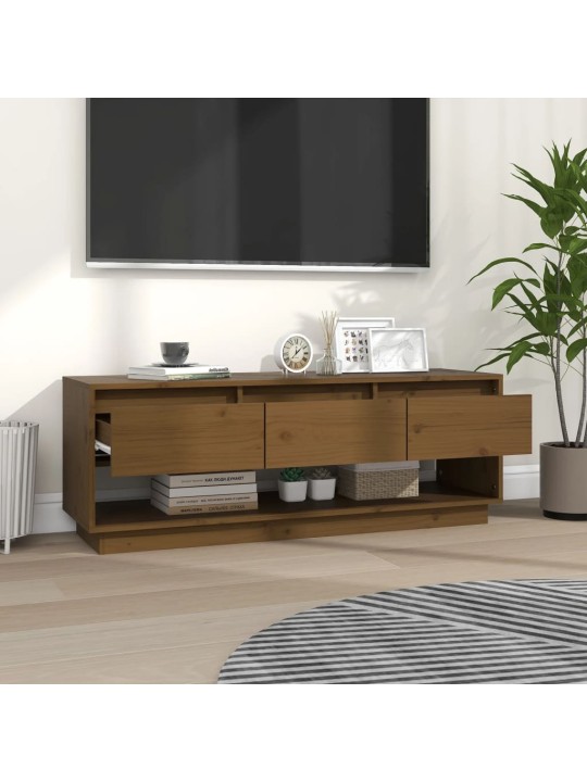 Tv skapītis, medus brūns, 110,5x34x40 cm, priedes masīvkoks