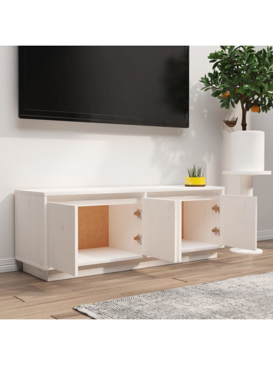 Tv skapītis, balts, 110x34x40 cm, priedes masīvkoks