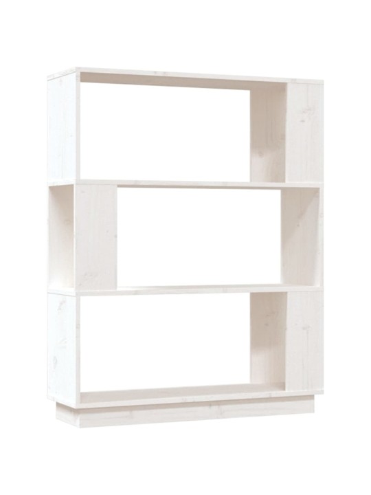 Grāmatu plaukts, balts, 80x25x101 cm, priedes masīvkoks