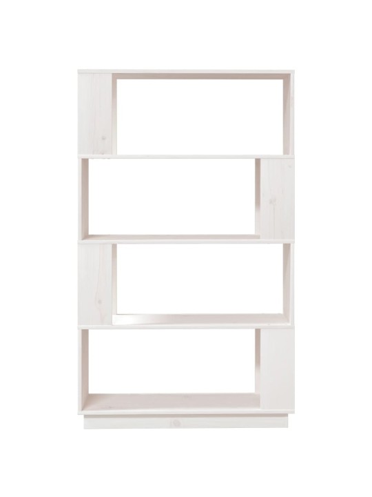 Grāmatu plaukts, balts, 80x25x132 cm, priedes masīvkoks