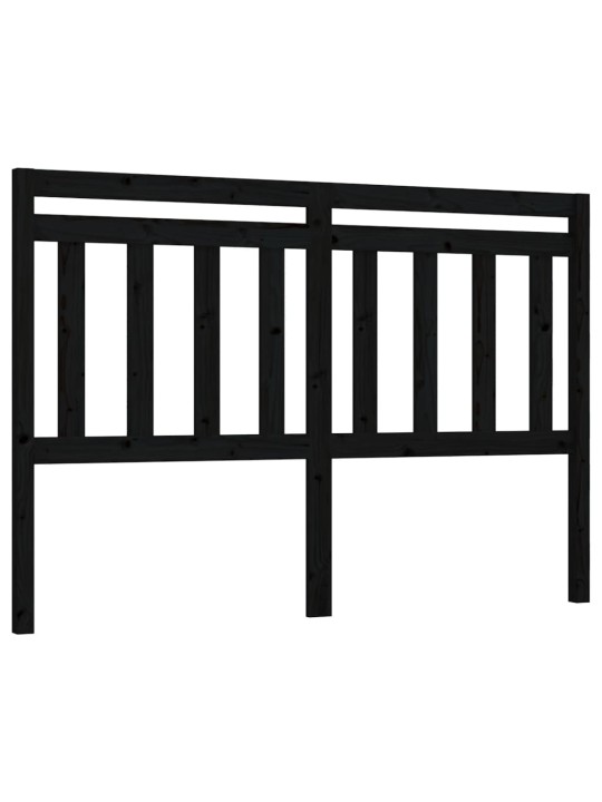 Gultas galvgalis, melns, 146x4x100 cm, priedes masīvkoks