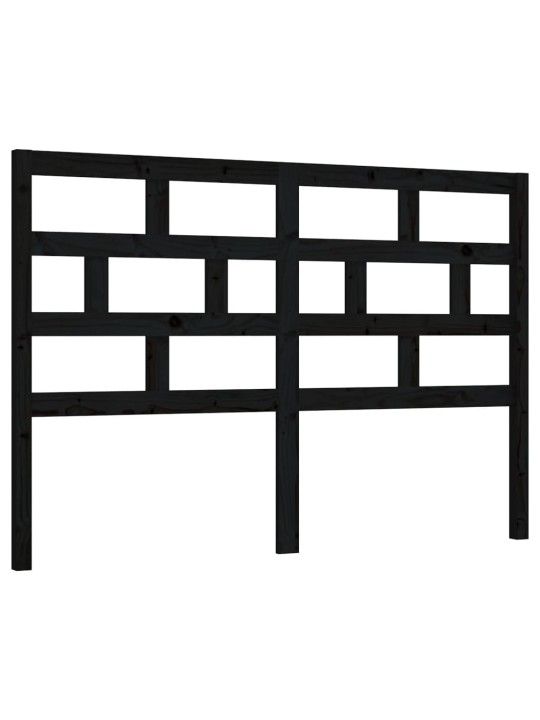 Gultas galvgalis, melns, 141x4x100 cm, priedes masīvkoks