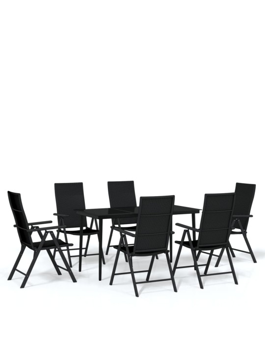 7-daļīgs dārza mēbeļu komplekts, melns
