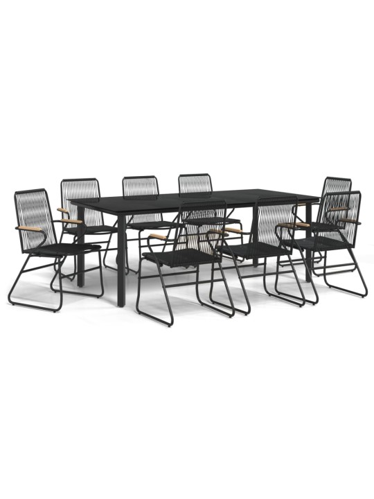 9-daļīgs dārza mēbeļu komplekts, pvc, rotangpalma, melns