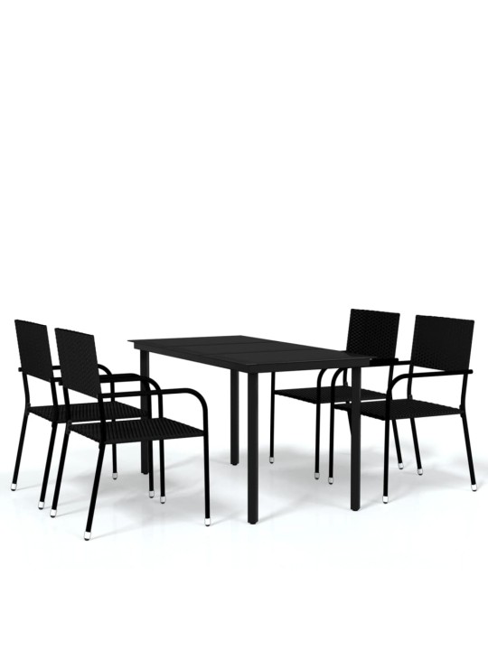 5-daļīgs dārza mēbeļu komplekts, melns