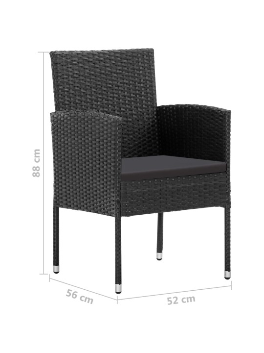 Dārza krēsli ar melniem spilveniem, 4gb., melni, pe rotangpalma