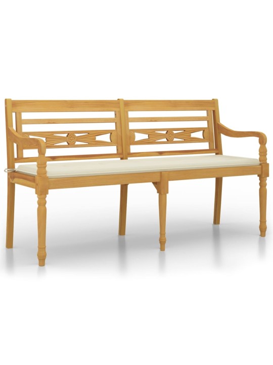 Sols ar krēmkrāsas matraci, 150 cm, masīvs tīkkoks