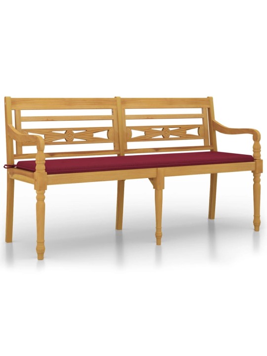 Sols ar vīnsarkanu matraci, 150 cm, masīvs tīkkoks