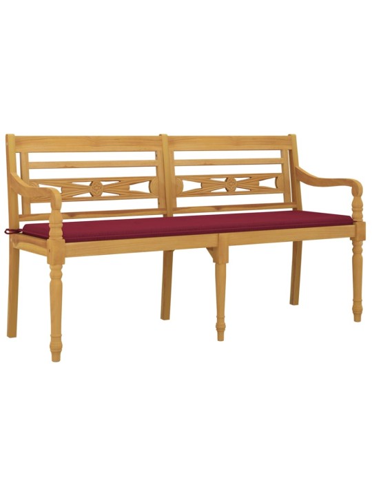 Sols ar vīnsarkanu matraci, 150 cm, masīvs tīkkoks