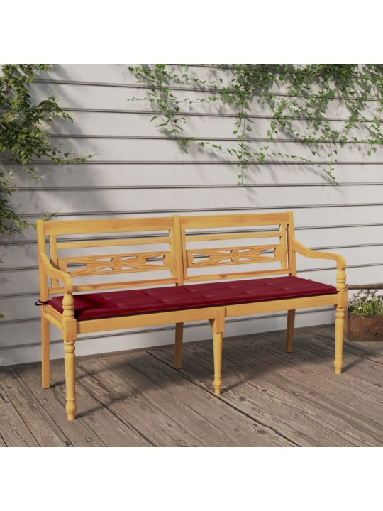 Sols ar vīnsarkanu matraci, 150 cm, masīvs tīkkoks