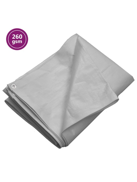 Brezenta pārklājs, 260 g/m², 6x6 m, pelēks, hdpe