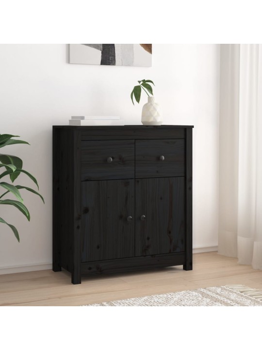 Kumode, melna, 70x35x80 cm, priedes masīvkoks
