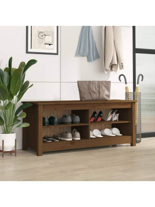 Apavu plaukts, medus brūns, 110x38x45,5 cm, priedes masīvkoks