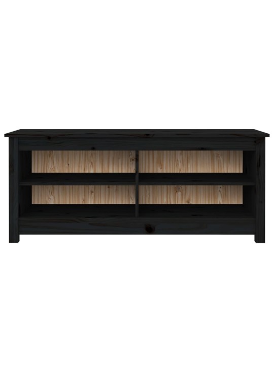 Apavu plaukts/soliņš, melns, 110x38x45,5 cm, priedes masīvkoks