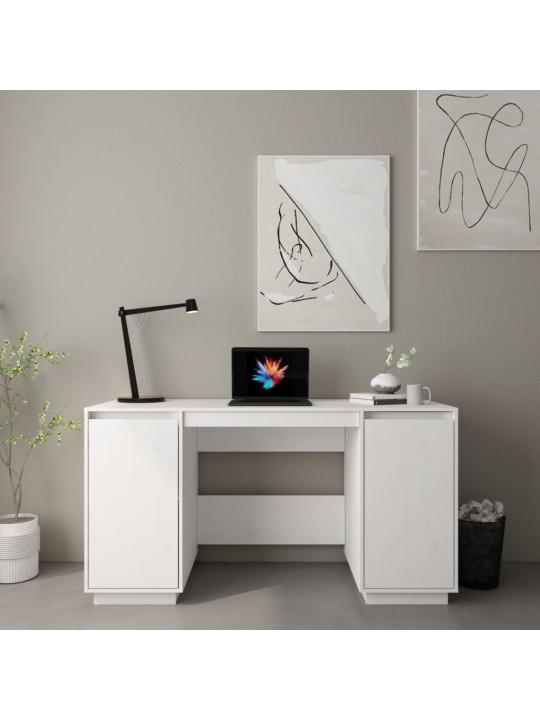 Rakstāmgalds, balts, 140x50x75 cm, priedes masīvkoks