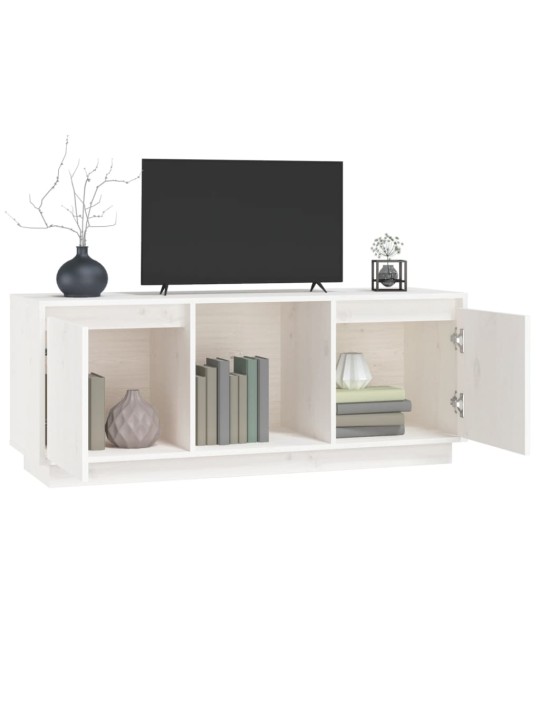 Tv plaukts, balts, 110,5x35x44 cm, priedes masīvkoks