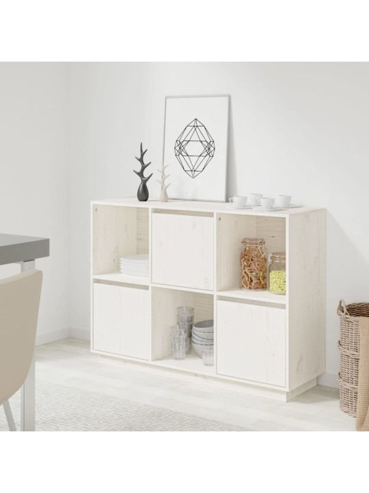Kumode, balta, 110,5x35x80 cm, priedes masīvkoks