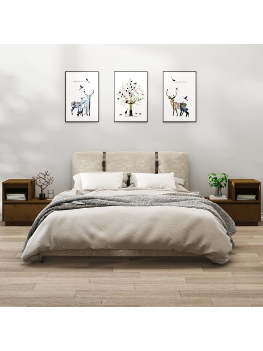 Naktsskapīši, 2 gab., medus brūni, 60x34x51 cm, priedes koks