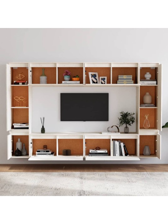 Tv skapīši, 8 gab., balti, priedes masīvkoks