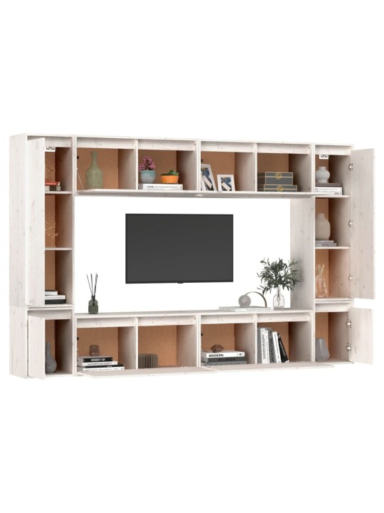 Tv skapīši, 8 gab., balti, priedes masīvkoks