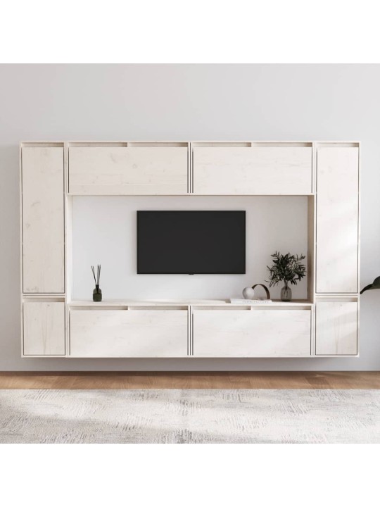 Tv skapīši, 8 gab., balti, priedes masīvkoks