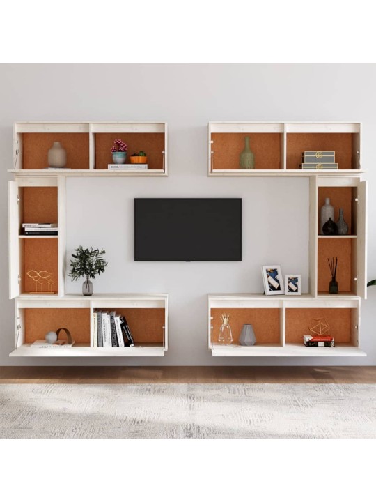 Tv skapīši, 6 gab., balti, priedes masīvkoks