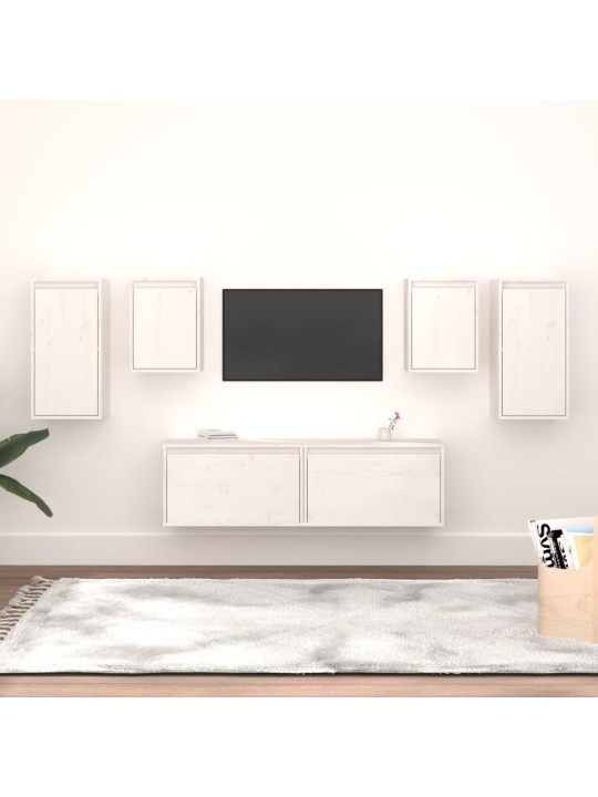 Tv skapīši, 6 gab., balti, priedes masīvkoks