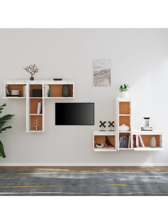 Tv skapīši, 6 gab., balti, priedes masīvkoks