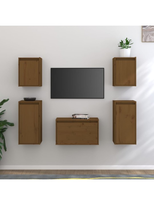 Tv skapīši, 5 gab., medus brūni, priedes masīvkoks