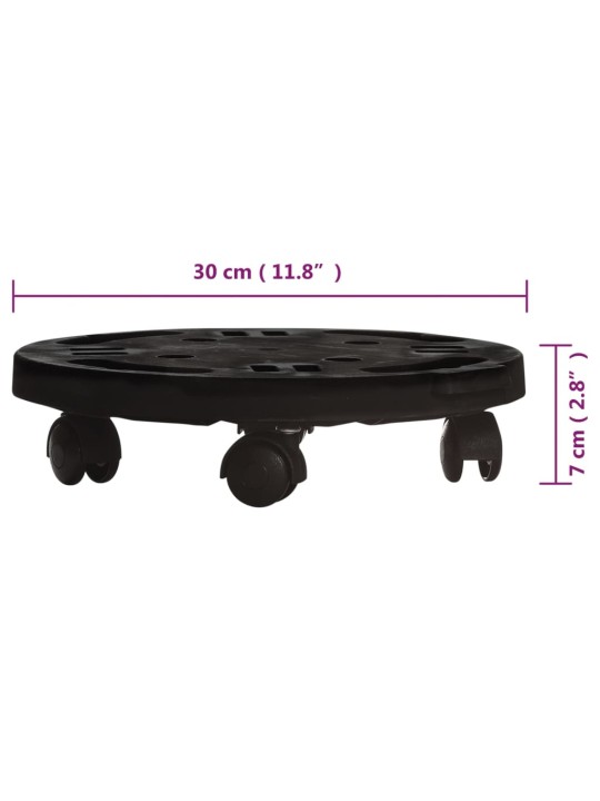 Podu paliktnis ar riteņiem, 30 cm diametrs, melns, 170 kg