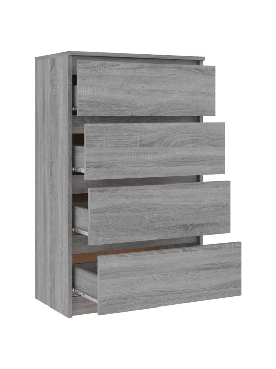 Kumode, pelēcīga ozola krāsā, 60x35x98,5 cm, inženierijas koks