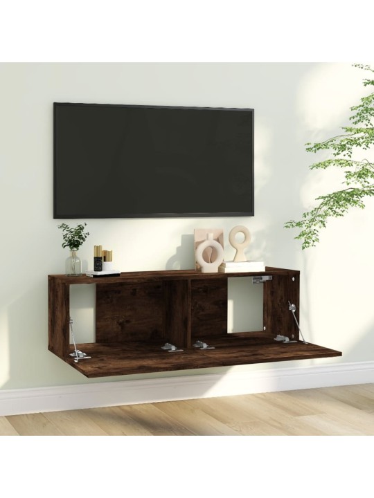 Tv sienas skapītis, ozolkoka, 100x30x30 cm, inženierijas koks