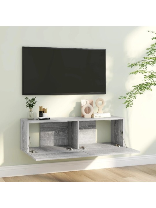 Tv skapītis, pelēcīga ozolkoka, 100x30x30 cm, inženierijas koks