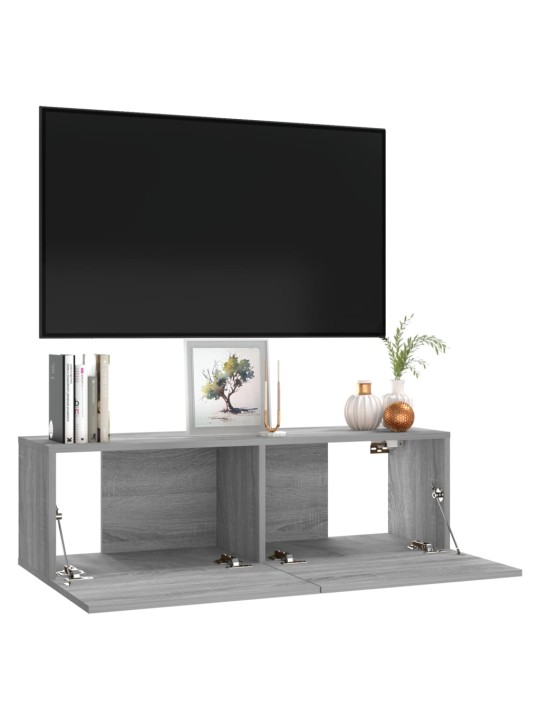 Tv skapītis, pelēcīga ozolkoka, 100x30x30 cm, inženierijas koks