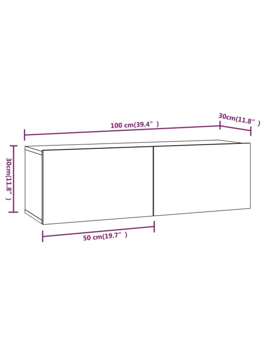 Tv skapītis, pelēcīga ozolkoka, 100x30x30 cm, inženierijas koks