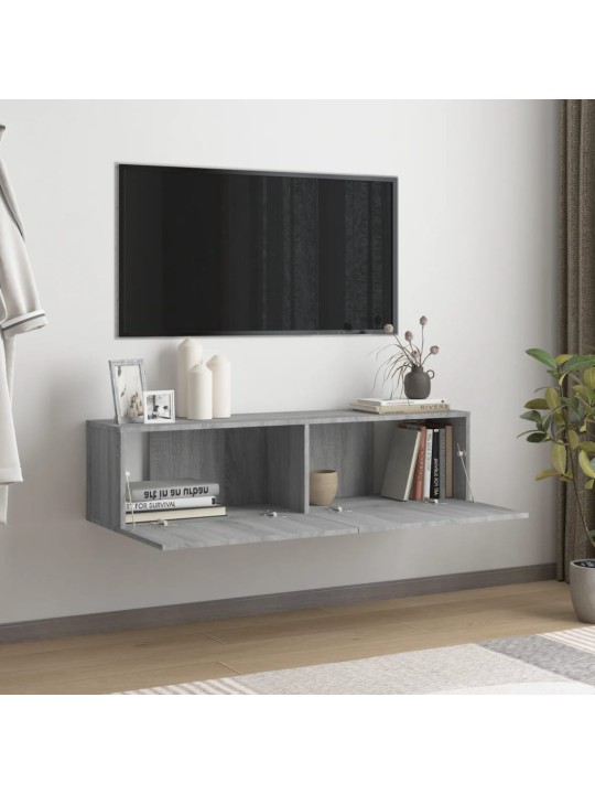Tv skapītis, pelēcīga ozolkoka, 120x30x30 cm, inženierijas koks