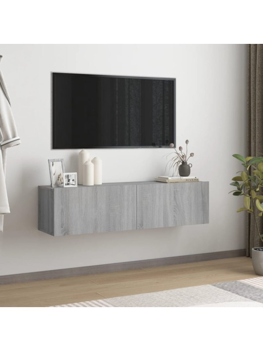 Tv skapītis, pelēcīga ozolkoka, 120x30x30 cm, inženierijas koks