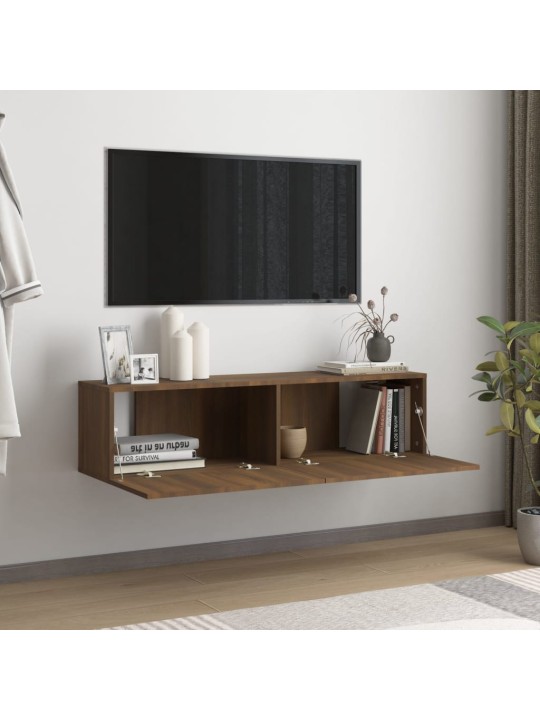 Tv sienas skapītis, ozolkoka, 120x30x30 cm, inženierijas koks