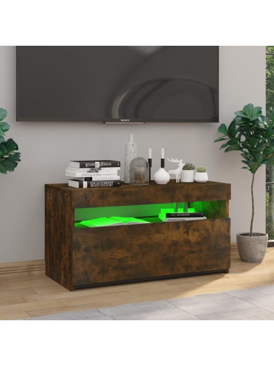 Tv skapītis ar led lampiņām, tumša ozolkoka krāsā, 75x35x40 cm