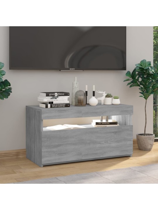 Tv skapītis ar led lampiņām, pelēka ozola krāsa, 75x35x40 cm