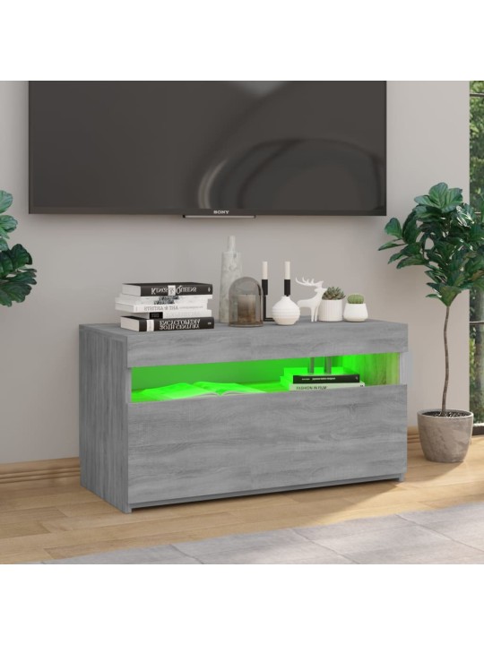 Tv skapītis ar led lampiņām, pelēka ozola krāsa, 75x35x40 cm
